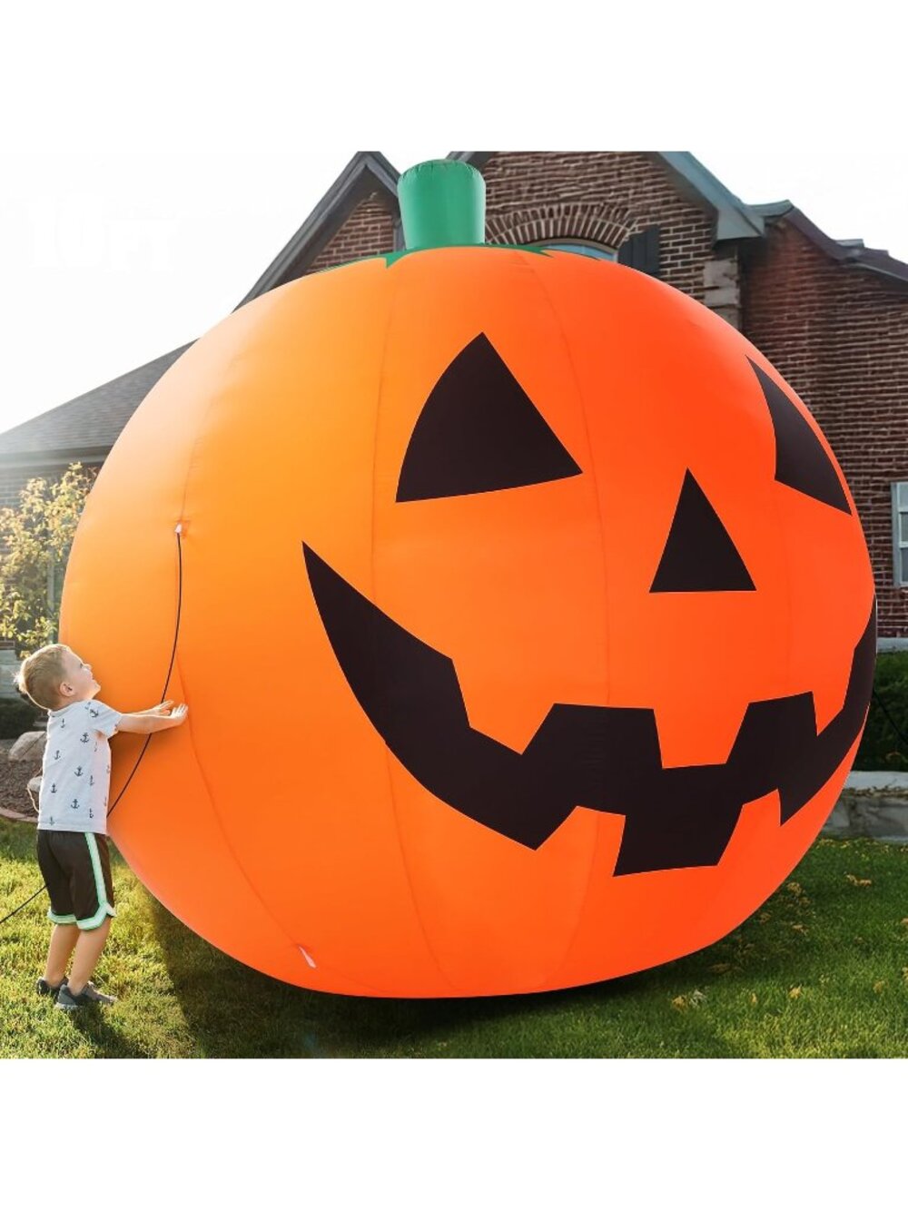 🎃Orange 10 FT Giant Pumpkin with Rotating LEDs Outdoor Yard Decorations